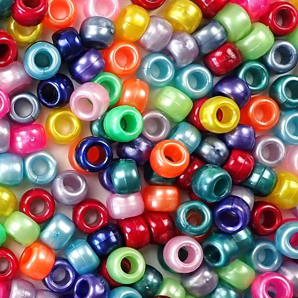 Ultimate Pearl Mix Plastic Pony Beads 6x9mm, Made in USA, craft beads, making bracelets, necklaces, keychains, arts crafts, 150 beads /bag