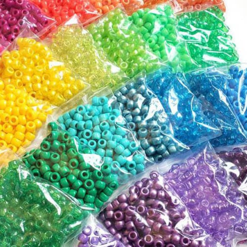 Flower Beads Pearl Multi Mix Large Hole Pony Beads Made in USA