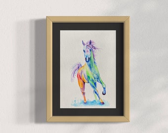 Hand Painted Horse Fine Art Print, Original Watercolor Painting