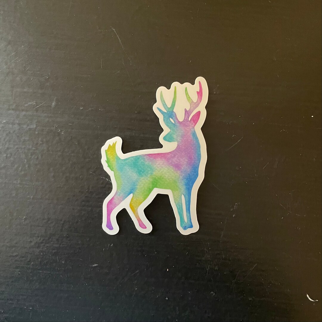 Deer Colorful Rainbow Tie Dye Sticker - Etsy