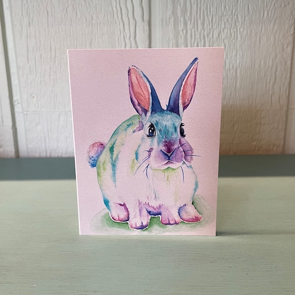 Note Card, Rabbit art, Rabbit note card, blank note card, animal card, watercolor note cards, Bunny art, bunny note card, Rabbit Stationary