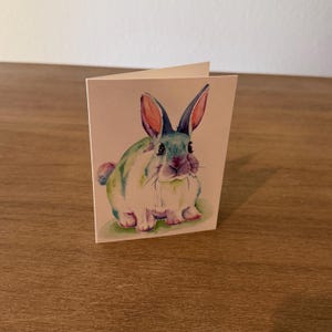 Bunny Rabbit Note Card, Original Watercolor Art, Blank Greeting Card Stationary image 3