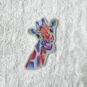 Giraffe Sticker, Giraffe Lover Gift, Rainbow Animal, Colorful Animal Sticker, Water Bottle Sticker, Multicolored Giraffe, Giraffe Art,