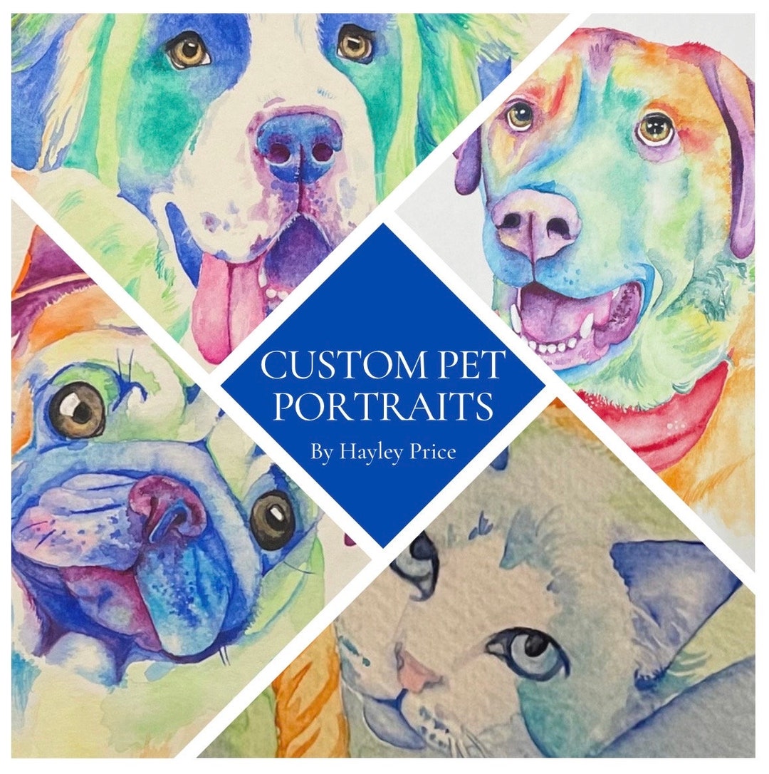 Pet Portrait Custom Painting Pet Portrait Watercolor Pet Etsy