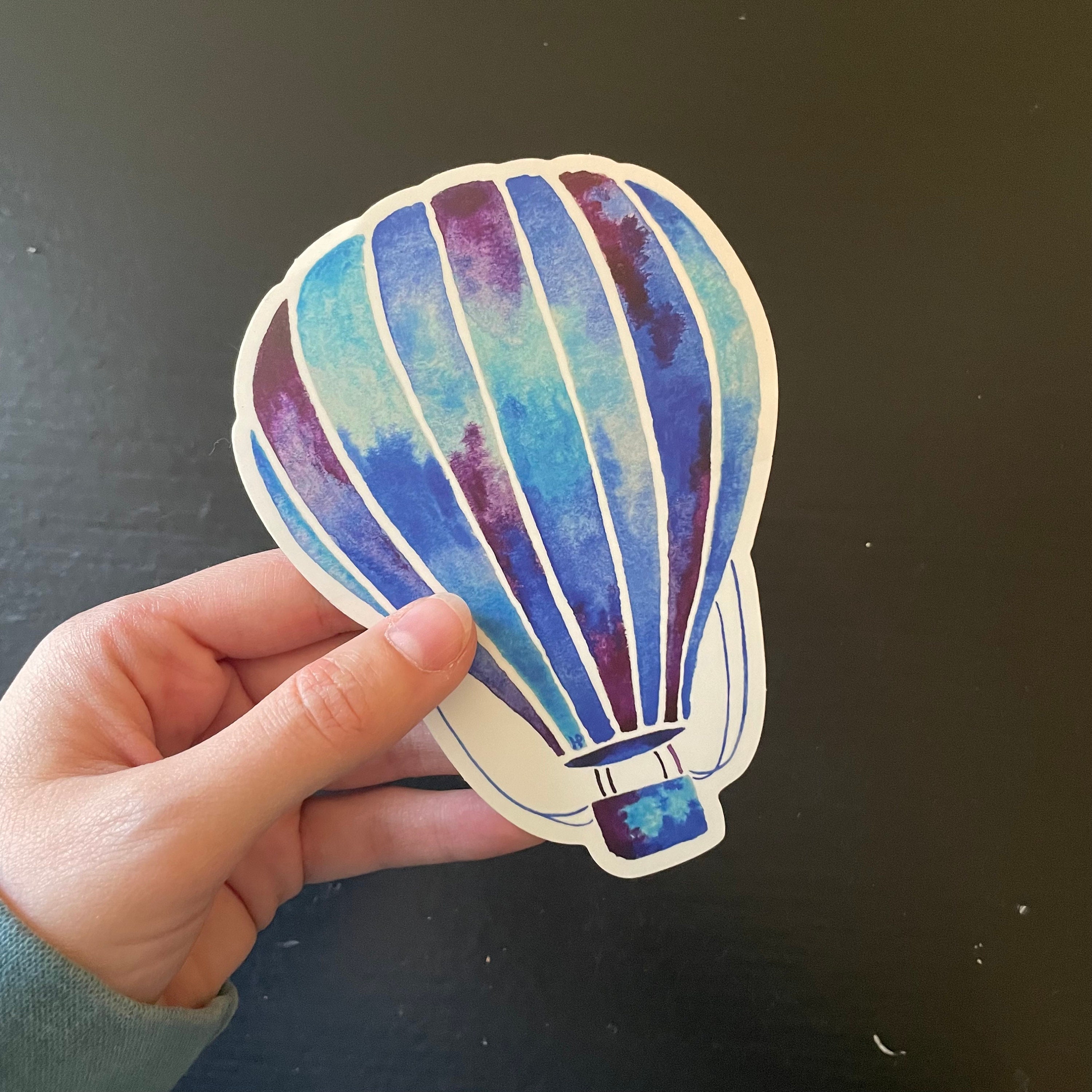 Hot Air Balloon Sticker, Colorful Tie Dye Sticker, Blue Hot Air Balloon ...