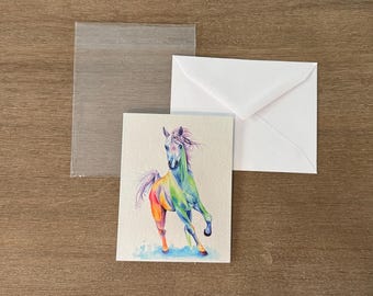 Horse Note Card, Original Watercolor Art, Blank Greeting Card