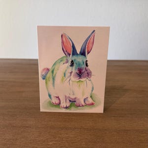 Bunny Rabbit Note Card, Original Watercolor Art, Blank Greeting Card Stationary image 4