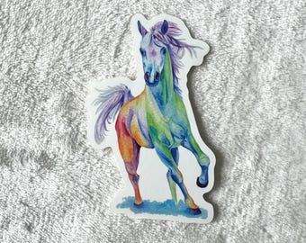 Horse Sticker, Original Watercolor Art, Colorful Animal Decal