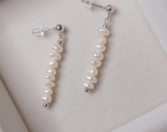 pearl drop earrings, freshwater pearls, Dainty dangle earrings, Hypoallergenic, silver ear wires, gift for her