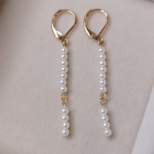 Gold Plated Pearl Drop Earrings: Leverback Dangle Earrings