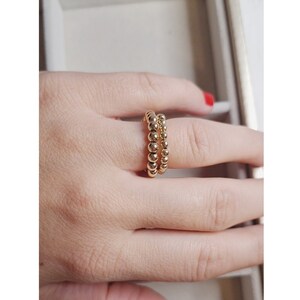 14k gold filled beaded rings, stacking rings, stretchy bead ring, elastic blue ring, 3mm, 4mm, set of 2, gift for her, Christmas gift