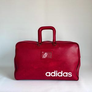 1970s Seltene Vintage Adidas XL Rote Tasche, Top Held Große Reise/Sporttasche