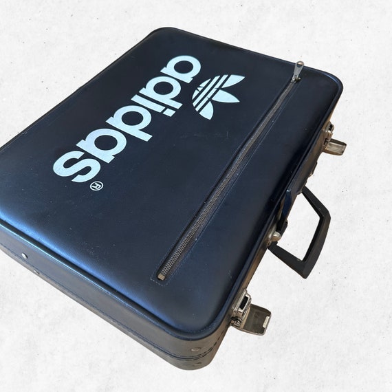 1970s RARE Vintage Adidas Briefcase, Black Leather Ex… Gem