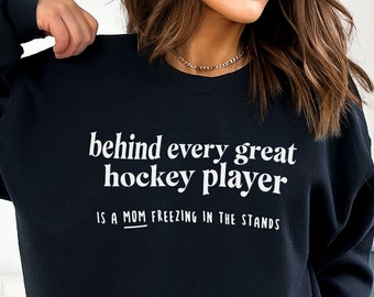 Sudadera de cuello redondo Hockey Mom: ropa deportiva de invierno acogedora