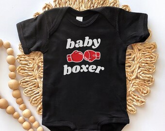 Body deportivo para bebé, con guantes de boxeo.