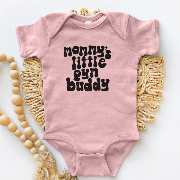 Mommy's Gym Buddy Baby Bodysuit, Workout Mom Shower Gift, Groovy Fitness Newborn Apparel, Sport Toddler Outfit, Gender Reveal Infant Tee