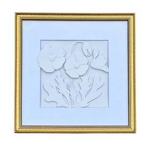 Hand-Cut Poppy Paper Art: White Botanical Wall Decor (8x8)