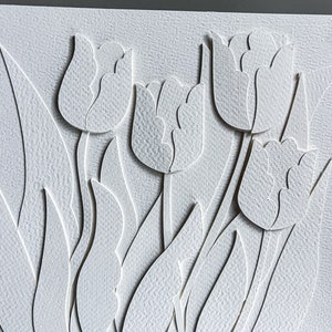 Original Paper Cut 3D Layered Tulips, Hand Cut Paper Art, Cut Paper Botanical, Hand Cut Paper Flower, Cut Paper Art, Flower Collage image 8