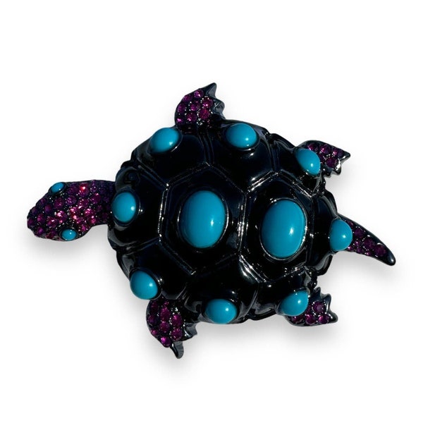 Princess Amanda Borghese Turquoise Pink Rhinestone Brooch Pin