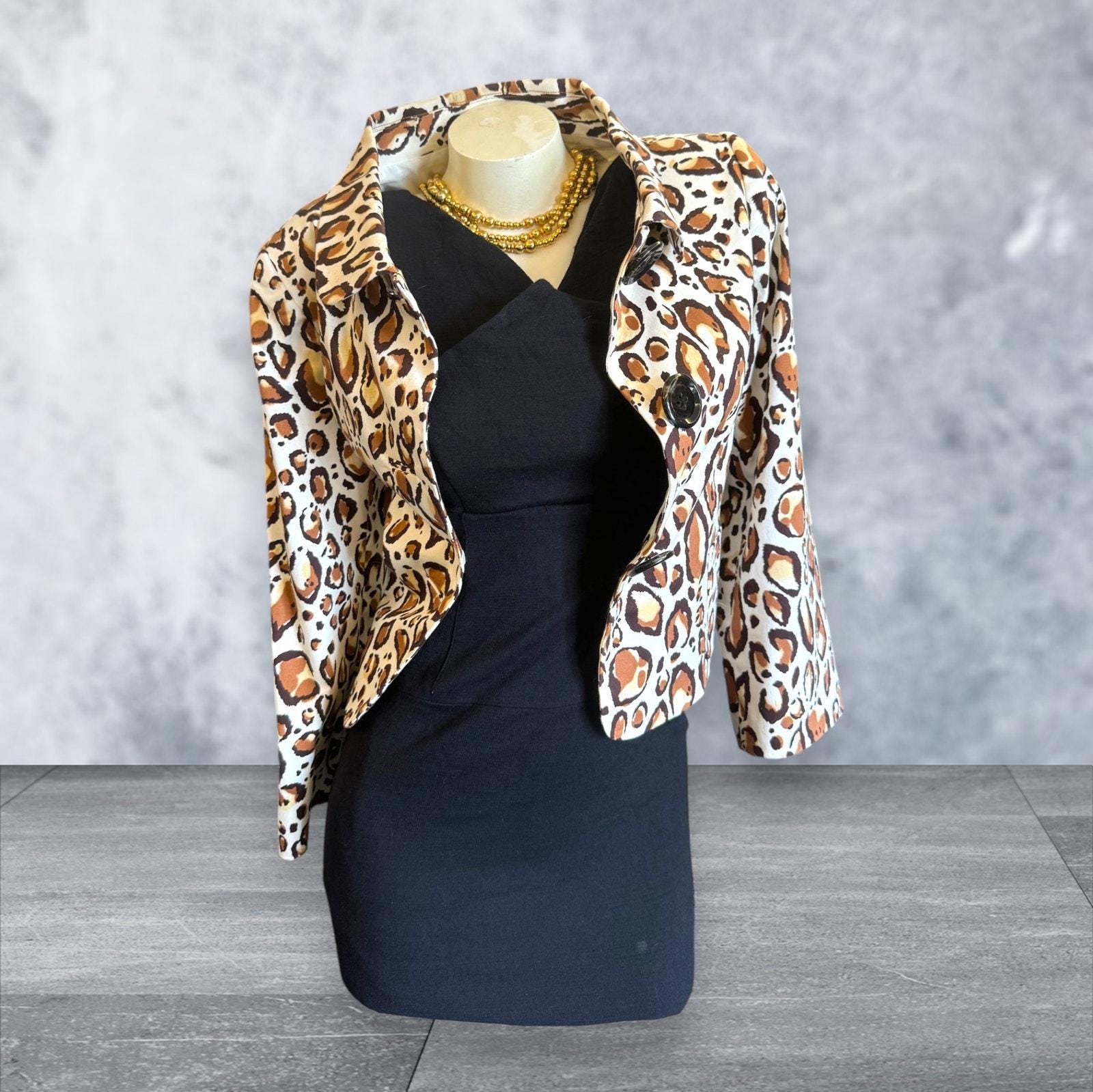 Alberto Makali Jacket Blazer Tank Set Size Large Brown Animal Print Embellished