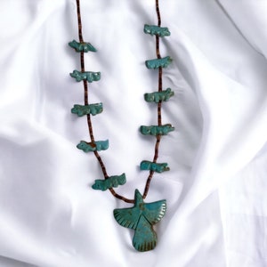 Vintage Turquoise Beaded Animal Fetish Necklace