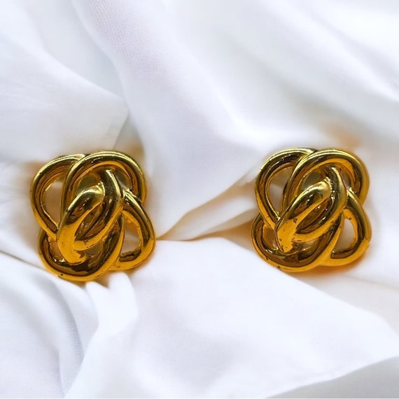 Vintage 1980s Anne Klein Gold Clip-On Earrings - image 1