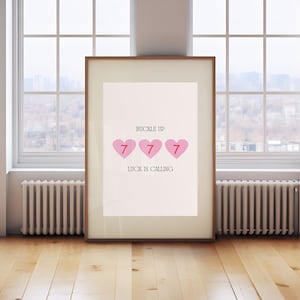 777 | Luck | Angel Number | Quote | Trendy | Retro | Digital Print | A2 A3 A4 | Poster | Print | Wall Art | Hearts | Love