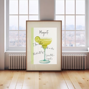 Margarita | Cocktail Print | Digital Download | Colourful Bar Art | Wall Art | Retro Poster | Printable | Drinks | Wall Decor | A3 A4