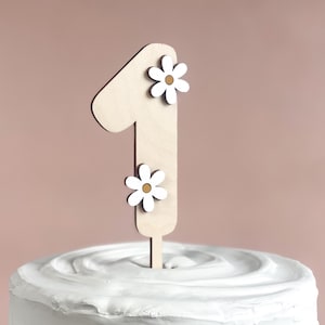 Topper per torta con numero a forma di margherita, primo compleanno del bambino, topper per torta con nome personalizzato per il primo compleanno, festa boho retrò e groovy, decorazione per torta smash