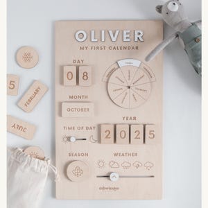 Custom Wooden Montessori Calendar | Personalized Learning Board for Kids | Daily Weather & Routine Toy