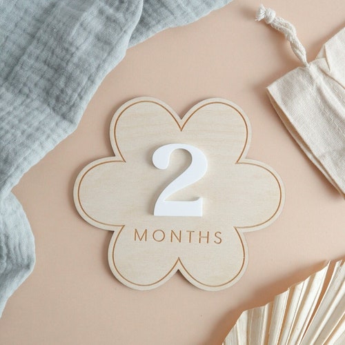 Wooden Daisy Baby Milestone Cards, Interchangeable Milestone Cards, Custom Milestone Set, Boho Monthly Milestone Markers, Photo Prop