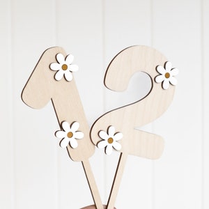 Daisy Number Cake Topper, Minimalist Cake Decor, Boho Retro Party, Baby First Birthday, Custom Birthday Cake Topper, Smash Cake Decoration image 4