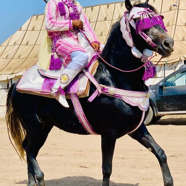 Moroccan Traditional Saddle Horse Saddle Handmade Saddle, Saddle Leather Grab Strap, Berber sattel , Horse Lover Gift, selle du cheval