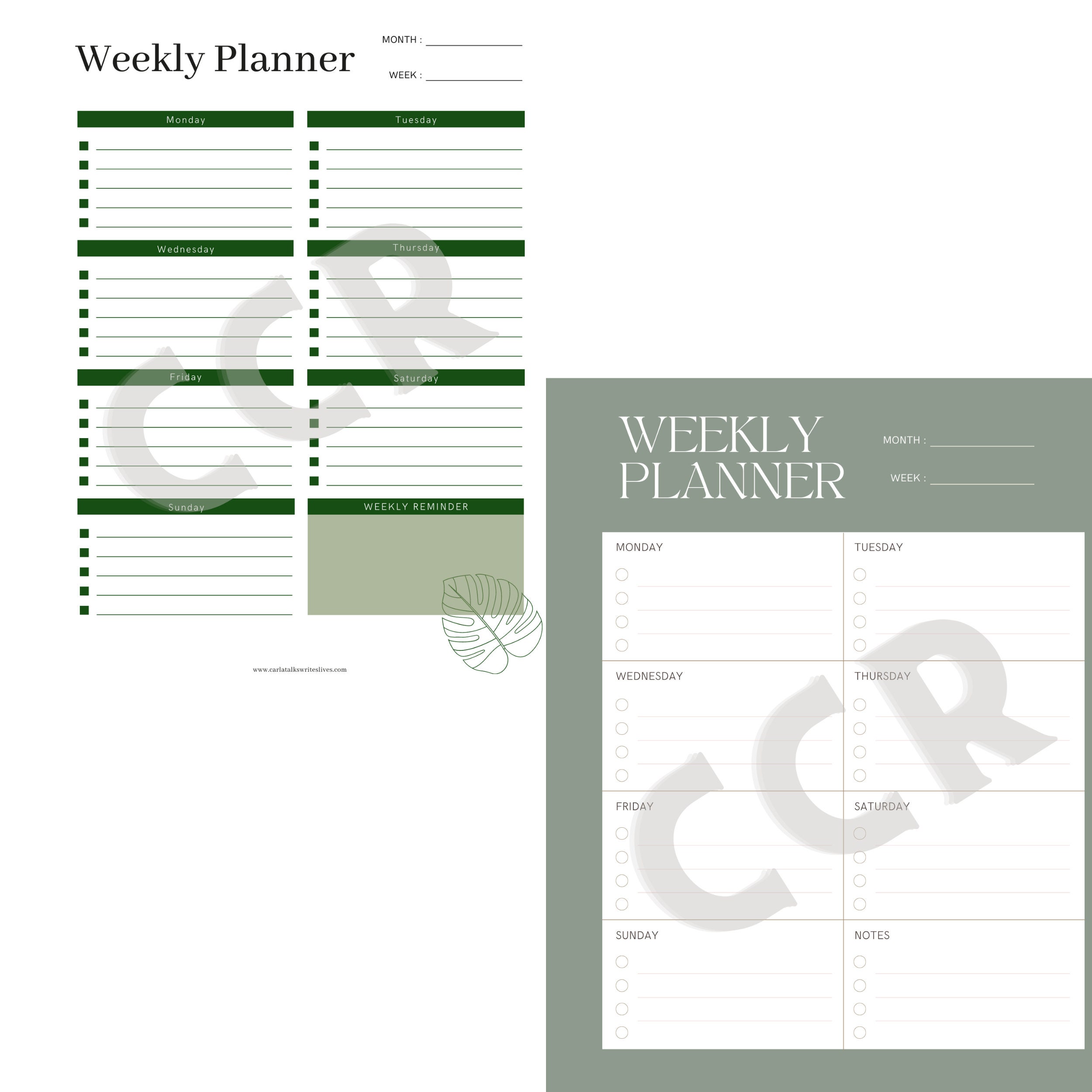 Undated Planner Printables in Letter Size and A4 Size - Etsy