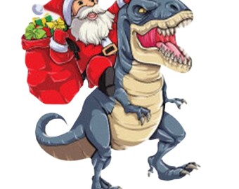 Santa Riding Dinosaur - Etsy