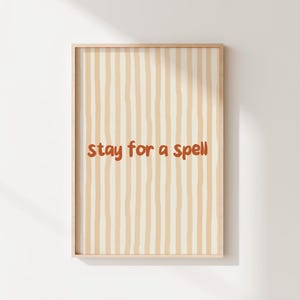 Stanna för en trollformel-tryck, minimalistisk Halloween-väggkonst, häxig Halloween-dekorationsskylt (digital nedladdning)