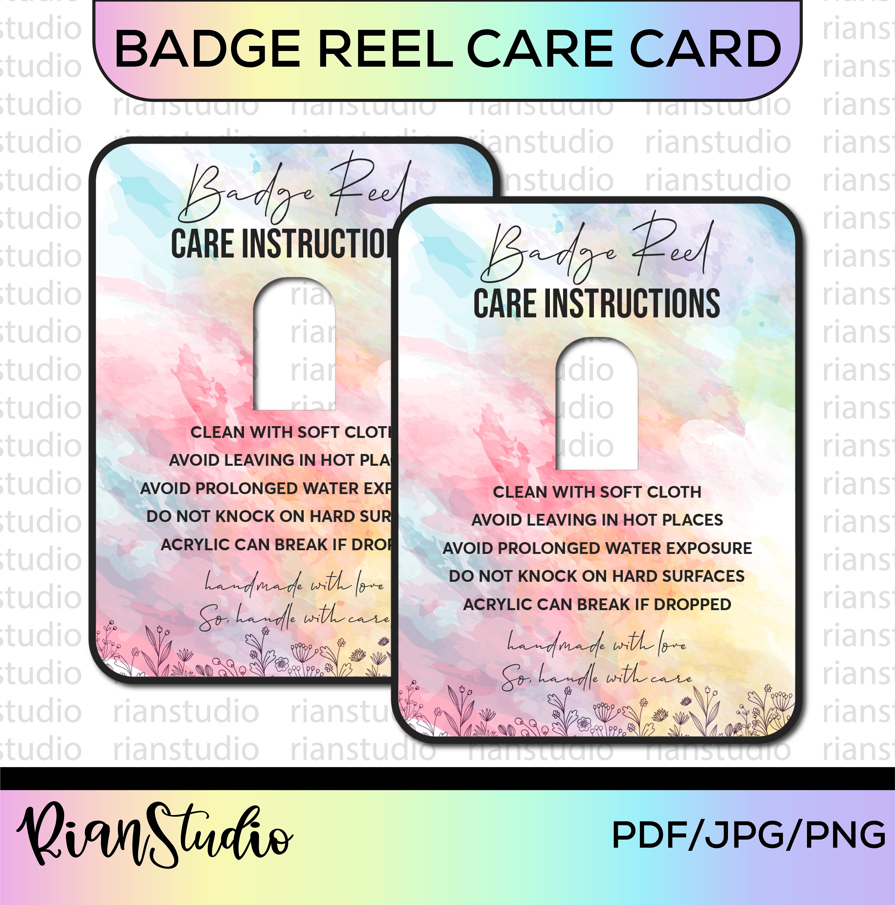Badge Reel Care Card 