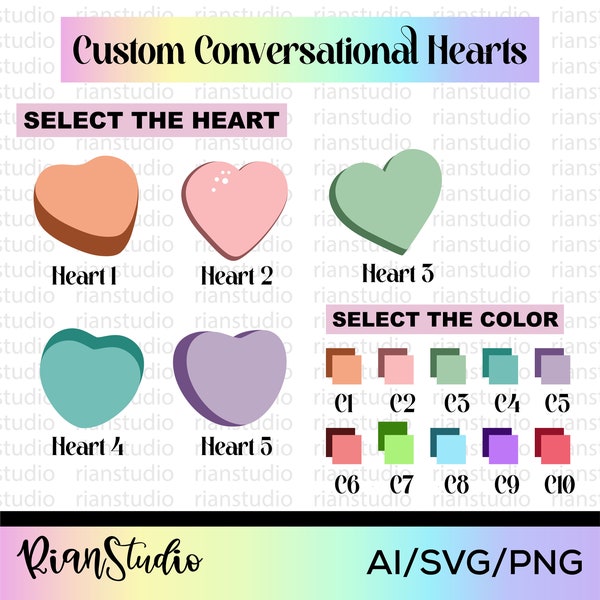 Customizable Conversation Hearts Svg | Candy Hearts SVG PNG | Conversation Hearts Svg | Candy Heart Clipart | Valentine Candy Heart SVG