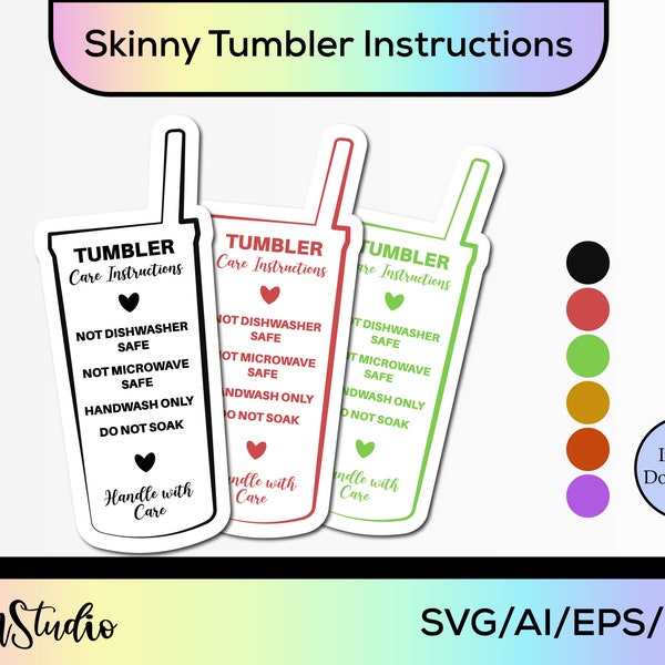 Skinny Tumbler Care Card | Skinny Tumbler Care Sublimation Card | Printable Care CardS | Sublimation Tumbler Care | Print and Cut Care Card