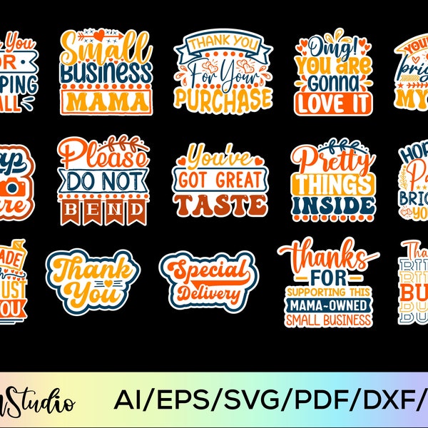 15 Boho Small Business Sticker Bundle | Digital Thank You Stickers PNG | Small business SVG | Packaging stickers for small business PNG