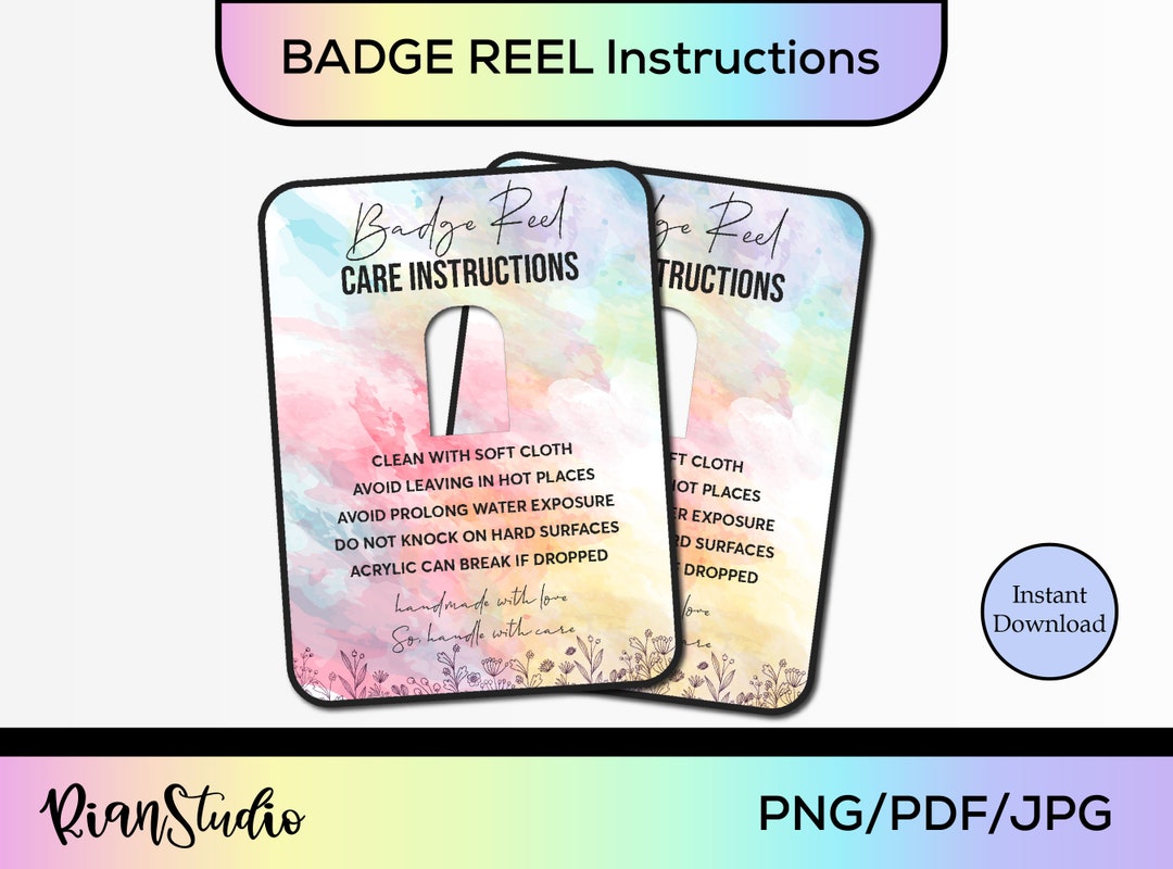 Printable Badge Reel Care Card Badge Reel Template Png Pdf - Etsy