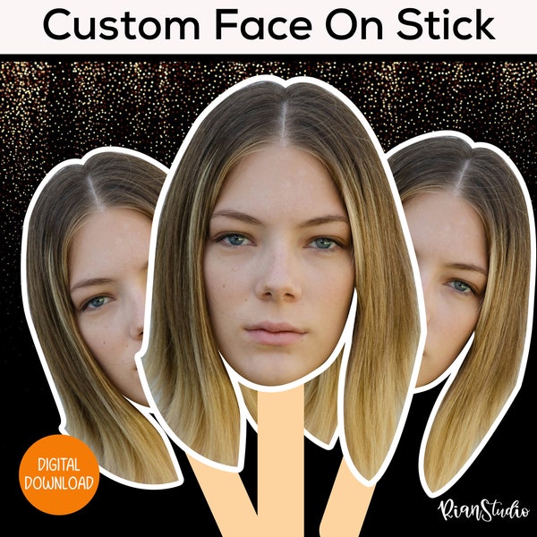 Face Cut Outs- Face Mask | Personalized Photo Face Masks | Face on A Stick Digital File | Photobooth Props | Bachelorette Prop Sticks