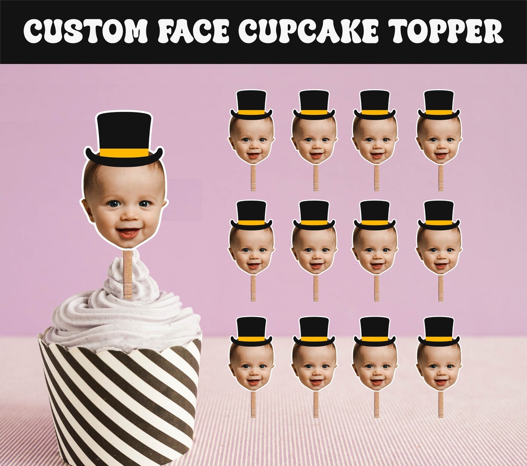 Baby Face Cupcake Toppers Personalized Birthday Decor Funny Cake Topper Custom Face Cupcake