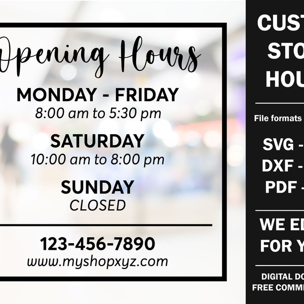 Store Hours Sign Etsy