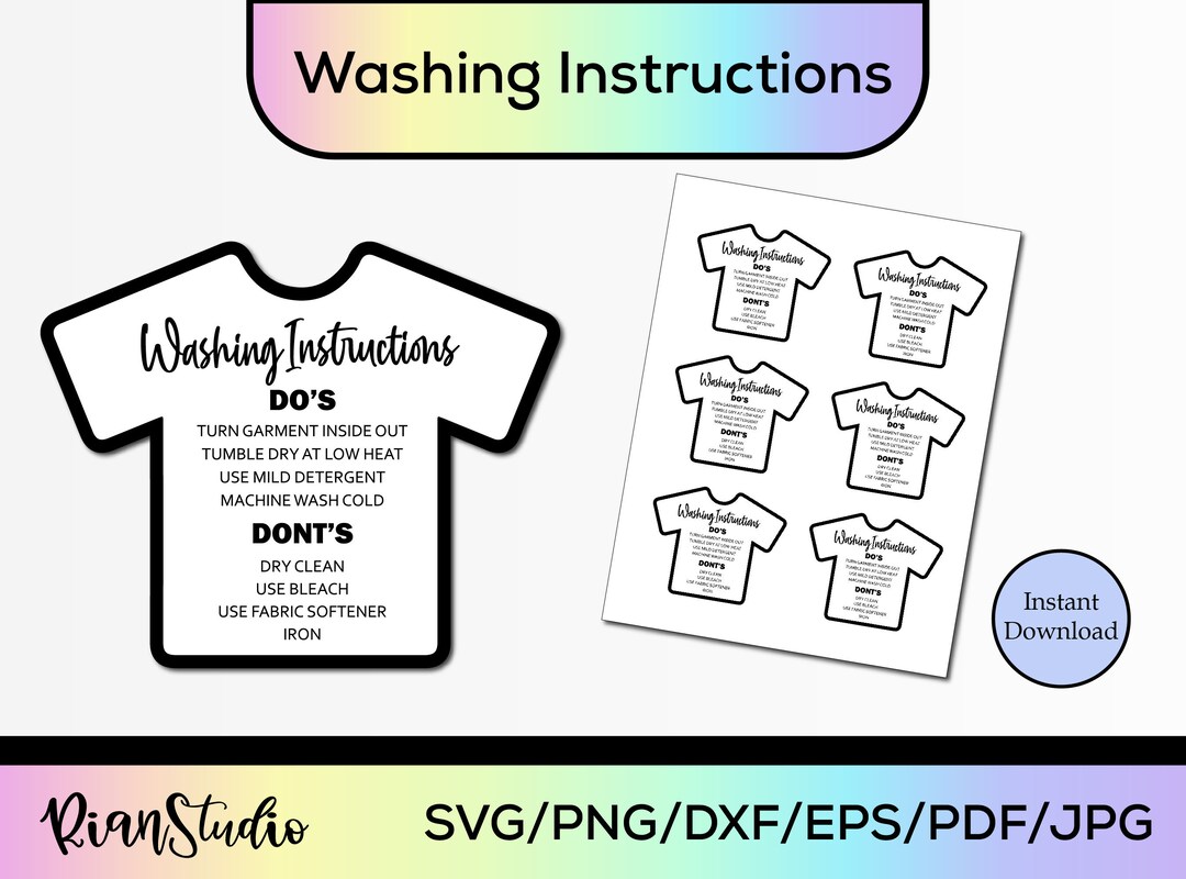 Washing Instruction Tags Washing Instructions Washing Etsy