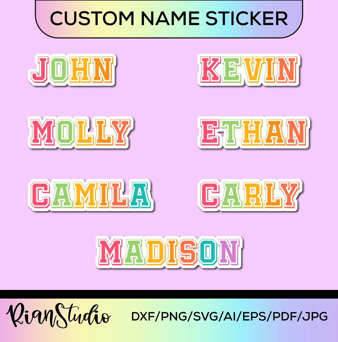 First Name Stickers Personalized Name Sticker Custom Name Sticker Water Bottle Sticker ...