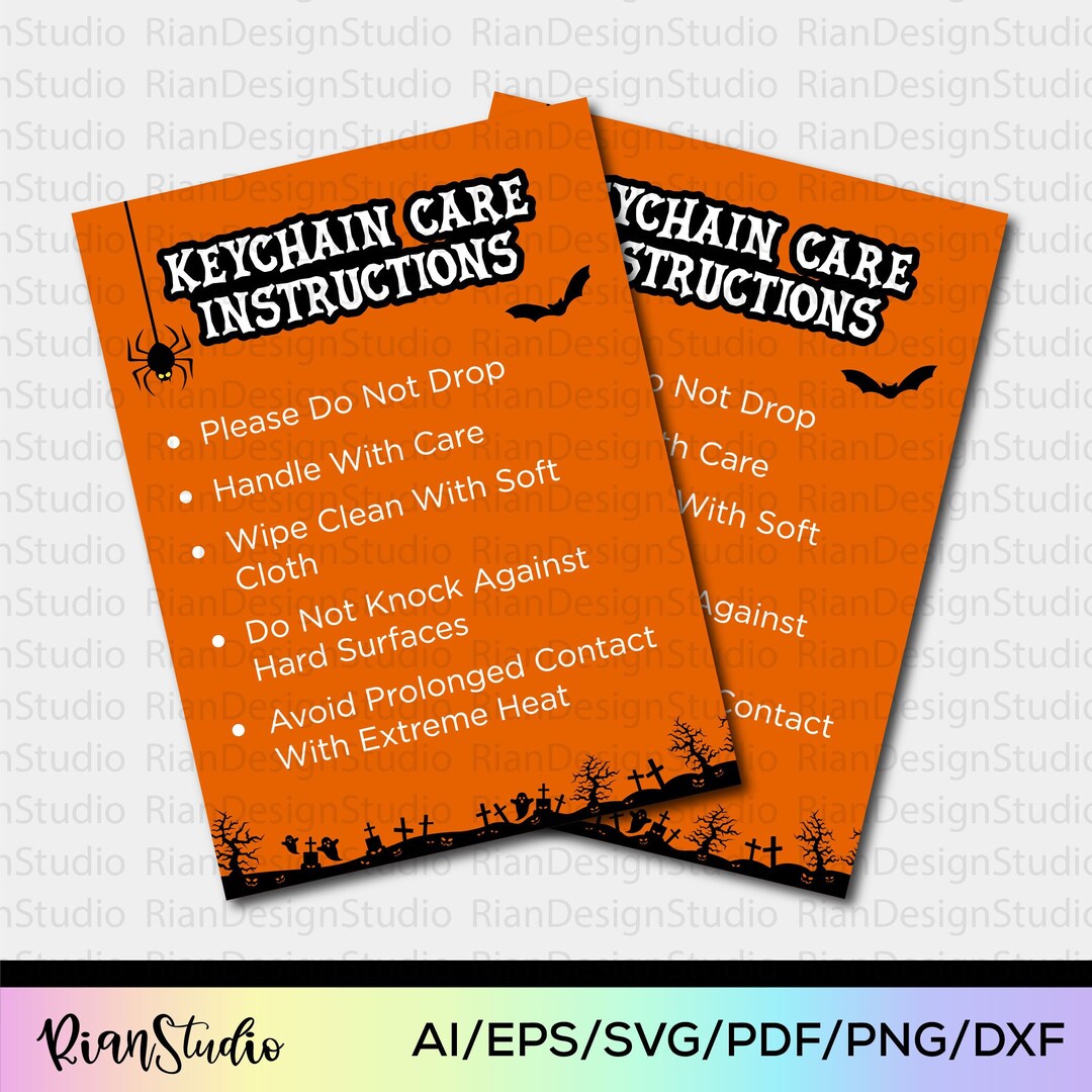 Printable Halloween Keychain Care Card Halloween Keyring Care