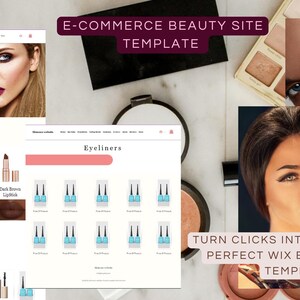 May include: A website mockup for an online beauty store called "Skin Care Express". The website features a variety of products, including lipsticks, eyeliners, and other cosmetics. The website also includes a section for "Latest Products" and "Product Range".