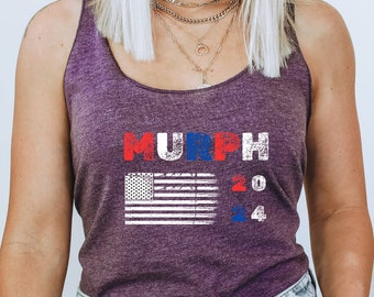 2024 MURPH Workout Tank Top for Women, Womens Crossfit RacerBack Tank Top, Womens Gym Tanks, Womens Workout Tanks, American Flag Tank Top