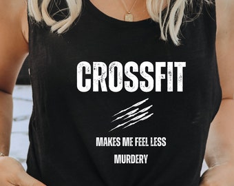 FUNNY Crossfit Makes Me Feel Less Murdery with Claw Marks, Funny Gym Tank Tops for Women, Funny Crossfit Tank Tops, Funny Crossfit Shirts,